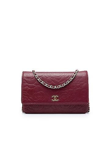 Chanel CC Embossed Calfskin Camellia Wallet On Chain (view 1)