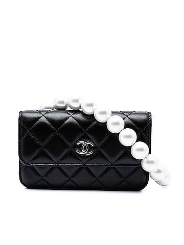 Chanel Quilted Lambskin Maxi Pearls Clutch With Chain (view 1)