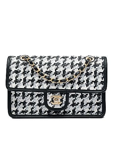 Chanel CC Woven Lambskin and Viscose Houndstooth Single Flap (view 1)