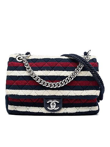 Chanel Jumbo Stripe Jersey Felt and Rope Flap (view 1)