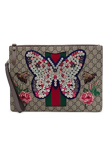Gucci GG Supreme Web Butterfly Clutch (view 1)