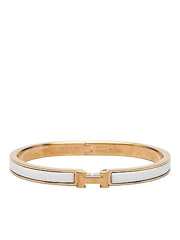 Hermès Hermes Mini Click H Bracelet Bangle Gold White Plated Enamel Women's HERMES (view 1)