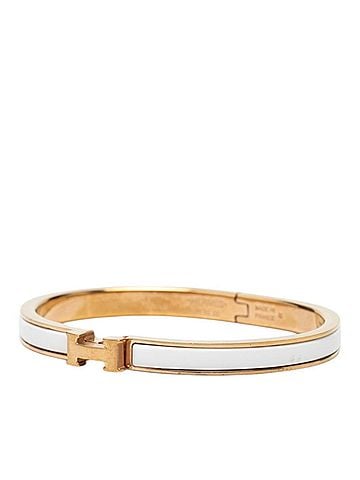 Hermès Hermes Mini Click H Bracelet Bangle Gold White Plated Enamel Women's HERMES (view 2)