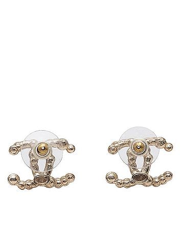 Chanel Chanel Vintage Coco Mark Earrings, Gold and Pink Plated, Faux Pearl Rhinestone, Women's CHANEL (view 2)