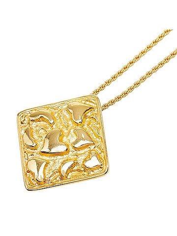 Yves Saint Laurent Yves Saint Laurent Saint Laurent Heart Square Chain Pendant Necklace, Gold Plated, Women's (view 1)