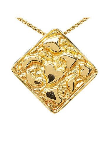 Yves Saint Laurent Yves Saint Laurent Saint Laurent Heart Square Chain Pendant Necklace, Gold Plated, Women's (view 2)