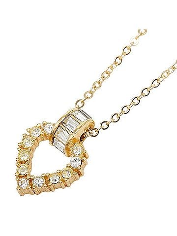 Christian Dior Christian Dior Dior Heart Motif Chain Pendant Necklace, Gold Plated Rhinestone, Women's. (view 1)