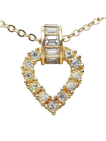 Christian Dior Christian Dior Dior Heart Motif Chain Pendant Necklace, Gold Plated Rhinestone, Women's. (view 2)