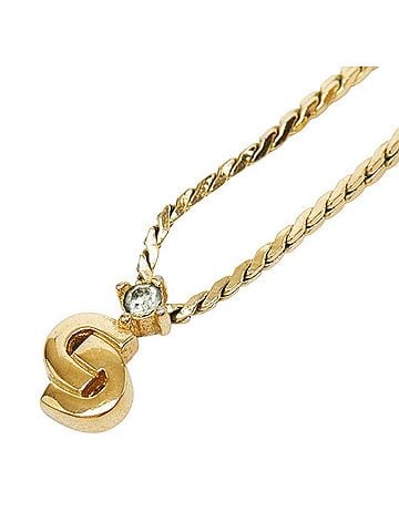 Christian Dior Christian Dior Dior CD Logo Chain Pendant Necklace, Gold Plated Rhinestone, Women's. (view 1)