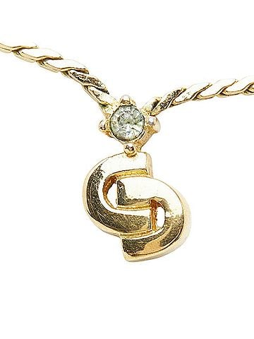 Christian Dior Christian Dior Dior CD Logo Chain Pendant Necklace, Gold Plated Rhinestone, Women's. (view 2)