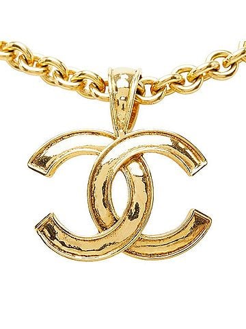 Chanel Chanel Coco Mark Chain Pendant Necklace, Gold Plated, Women's. (view 2)