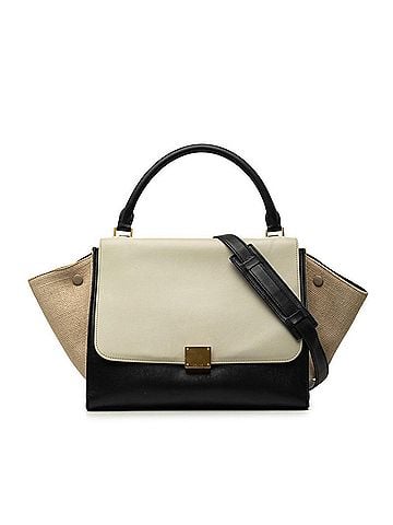 Céline Celine Trapeze Handbag/Shoulder Bag, 2-Way, Chalk Gray, Beige, Black Leather, Women's CELINE (view 1)