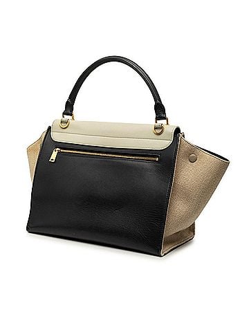 Céline Celine Trapeze Handbag/Shoulder Bag, 2-Way, Chalk Gray, Beige, Black Leather, Women's CELINE (view 2)