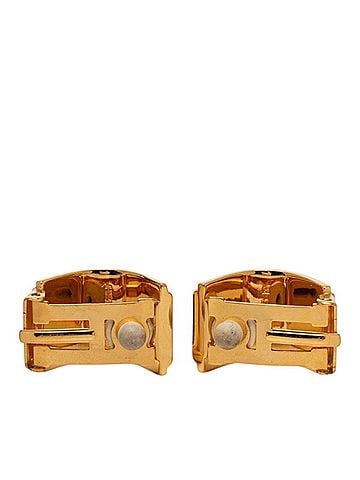 Hermès Hermes enamel cloisonné earrings, gold multicolor plated, women's. (view 2)