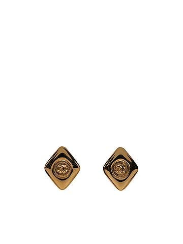 Chanel Chanel Vintage Coco Mark Diamond Earrings Gold Plated Women's CHANEL (view 1)