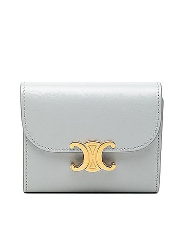 Céline Celine Triomphe Flap Wallet, Tri-fold Compact Ice Blue Leather, Women's CELINE (view 1)