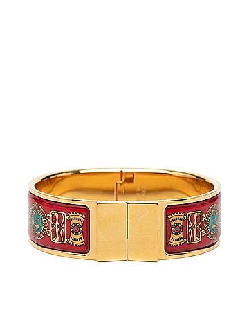 Hermès Hermes Email GM Loquet Cloisonné Bracelet Bangle Gold Red Multicolor Plated Women's HERMES (view 1)