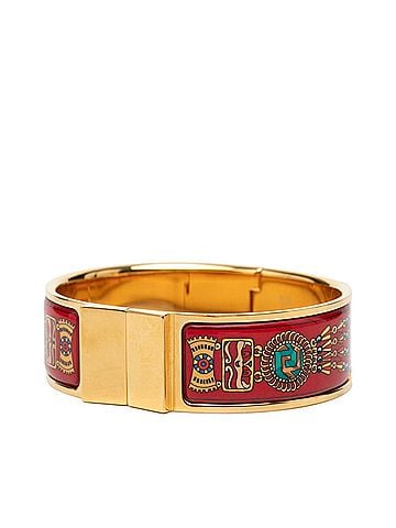 Hermès Hermes Email GM Loquet Cloisonné Bracelet Bangle Gold Red Multicolor Plated Women's HERMES (view 2)