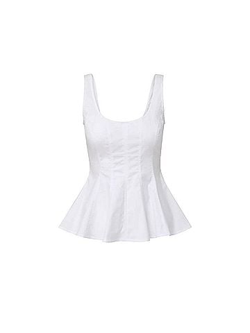 Veronica Beard Charlie Peplum Tank Top in White (view 1)