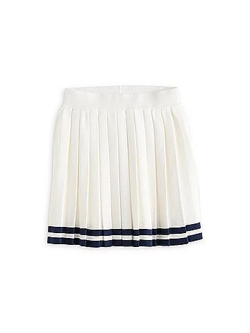 Skies Are Blue Women's Kiko Pleated Mini Skirt in White-Navy (view 1)