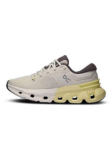 On Women's Cloudflyer 5 Sneakers in Pearl/Hay (view 2)