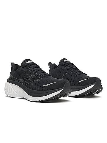 Saucony Women's Hurricane 25 Shoes - Wide in Black/White (view 2)