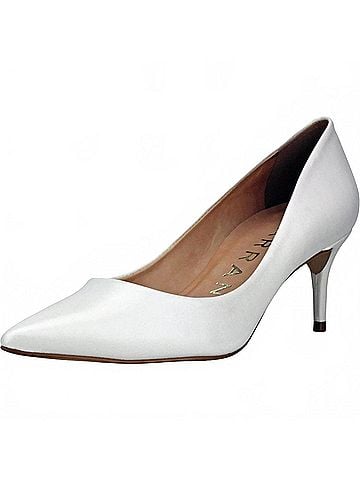 Carrano Women's Valentina Pointed Toe Leather Pump Heel in White (view 2)