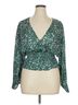 WAYF 100% Polyester Green Wayf 3/4 Sleeve Blouse Size L - photo 1