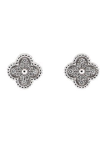 Van Cleef & Arpels Sweet Alhambra Stud Earrings 18K White Gold and Diamonds (view 1)