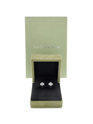 Van Cleef & Arpels Sweet Alhambra Stud Earrings 18K White Gold and Diamonds (view 2)