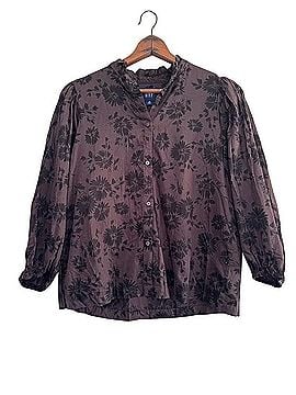 Gap Dark Floral Puff Sleeve Mockneck Blouse Short Sleeve T-Shirt (view 1)