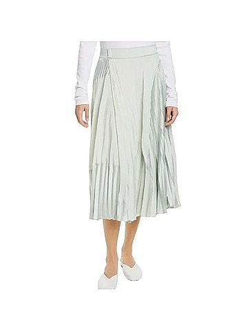 Vince. Mixed Media Pleated Satin Midi Skirt Casual Skirt (view 1)