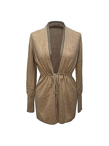 Loro Piana Loro Piana Tie-Waist Cardigan in Beige Cashmere (view 1)