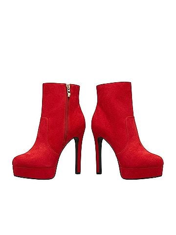 Shoedazzle 2021 NIB Red Platform Heel Booties | Y2K Baddie Indie Sleaze Cherry Girl Streetwear Pinup Mob Wife Ankle Boots (view 1)