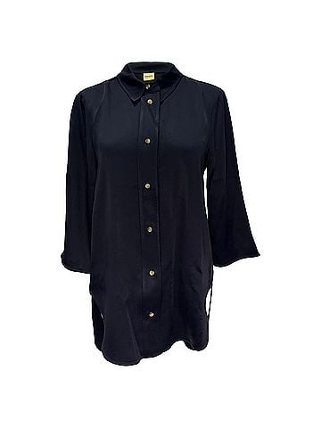 Khaite Khaite Button-Down Shirt in Navy Blue Acetate (view 1)