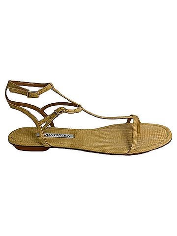 Aquazzura Aquazzura So Ponza T-Strap Sandals in Beige Raffia (view 1)