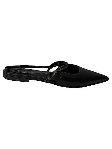 Brunello Cucinelli Brunello Cucinelli Embellished Cutout Slingback Ballet Flats in Black Leather (view 1)