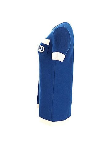 Gucci Gucci GG Embroidered Knit Mini Dress in Blue Polyester (view 2)