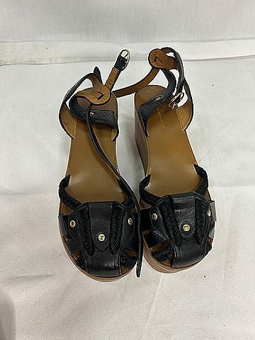 Isabel Marant Isabel Marant Étoile Zia Wedge Sandals in Black Leather (view 1)