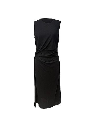 Theory Theory Drape Tuck Midi Sheath Dress in Black Polyester (view 1)