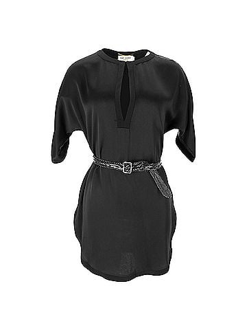 Saint Laurent Saint Laurent Belted Mini Dress in Black Acetate (view 1)