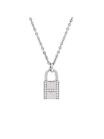 Hermès Amulettes Cadenas Pendant Necklace 18K White Gold with Diamonds (view 1)
