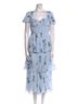 Self-Portrait 100% Polyester 92% Polyamide 8% Elastane Floral Blue Cocktail Dress Size 6 - photo 4