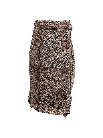 Dries Van Noten Dries Van Noten Printed Asymmetric Midi Skirt in Brown Silk (view 1)