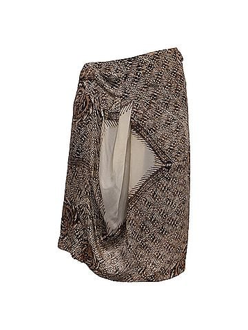 Dries Van Noten Dries Van Noten Printed Asymmetric Midi Skirt in Brown Silk (view 2)