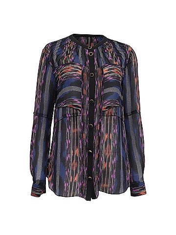Proenza Schouler Proenza Schouler Patterned Long Sleeve Blouse in Multicolor Silk (view 1)