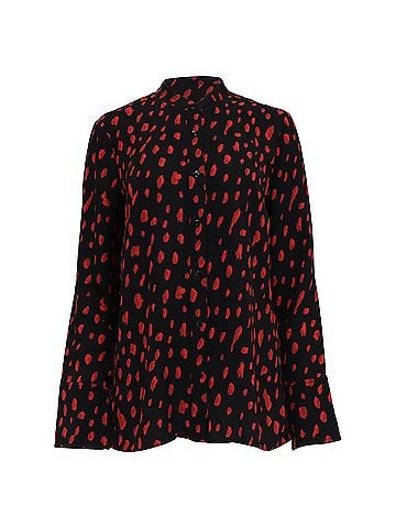 Proenza Schouler Proenza Schouler Printed Long Sleeve Blouse in Black Silk (view 1)