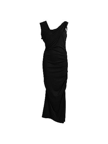 Diane von Furstenberg Diane Von Furstenberg Sleeveless Draped Midi Dress in Black Wool (view 1)
