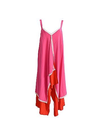 Diane von Furstenberg Diane Von Furstenberg V-Neck Sleeveless Midi Dress in Pink Silk (view 1)