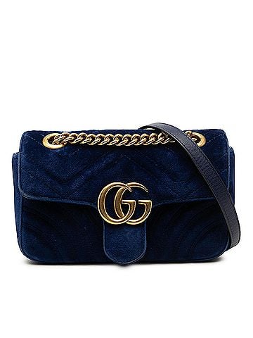 Gucci Small GG Marmont Matelasse Velvet Shoulder Bag (view 1)